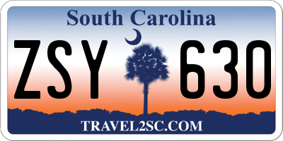 SC license plate ZSY630