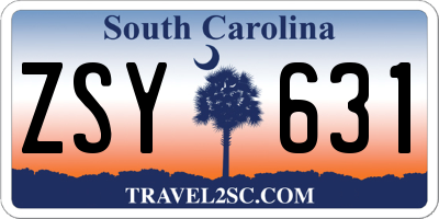 SC license plate ZSY631
