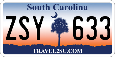 SC license plate ZSY633