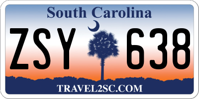SC license plate ZSY638