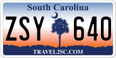 SC license plate ZSY640
