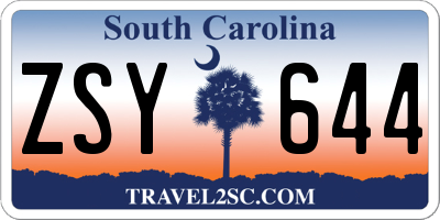 SC license plate ZSY644