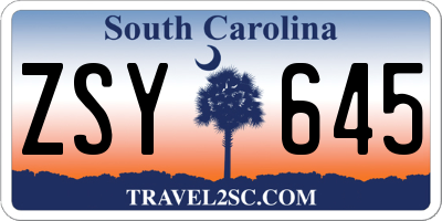 SC license plate ZSY645