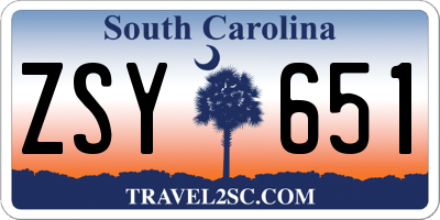 SC license plate ZSY651