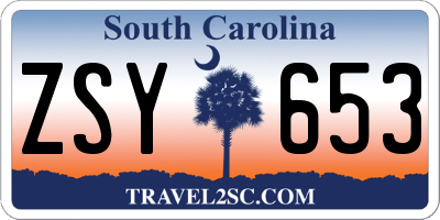 SC license plate ZSY653