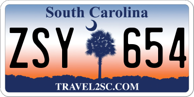 SC license plate ZSY654