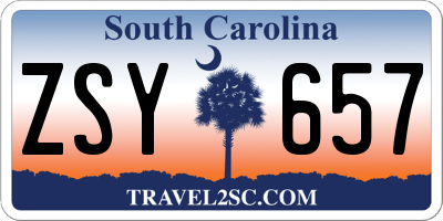 SC license plate ZSY657