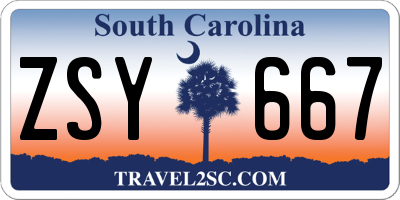 SC license plate ZSY667