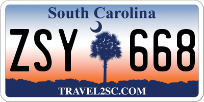 SC license plate ZSY668
