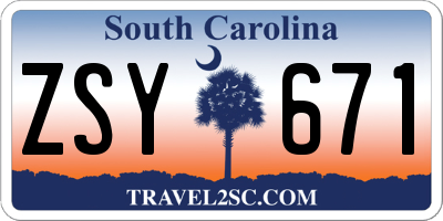 SC license plate ZSY671