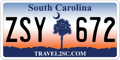 SC license plate ZSY672