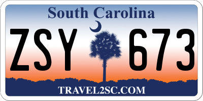 SC license plate ZSY673
