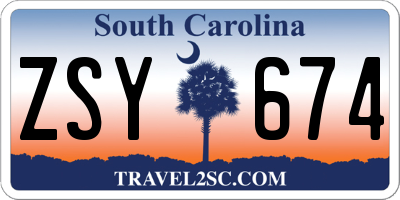 SC license plate ZSY674