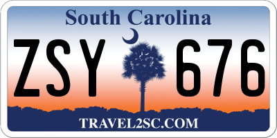 SC license plate ZSY676