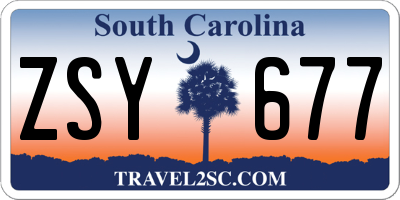 SC license plate ZSY677
