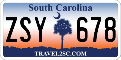 SC license plate ZSY678