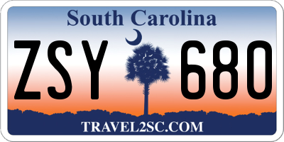 SC license plate ZSY680
