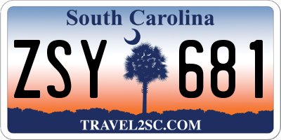 SC license plate ZSY681
