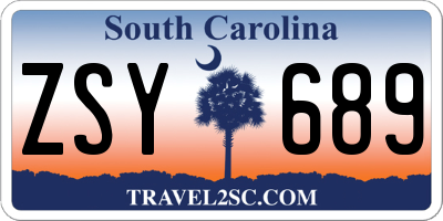 SC license plate ZSY689