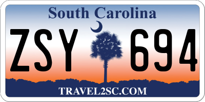 SC license plate ZSY694