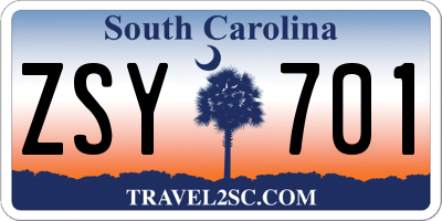 SC license plate ZSY701