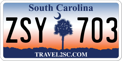 SC license plate ZSY703
