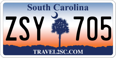 SC license plate ZSY705