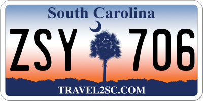 SC license plate ZSY706
