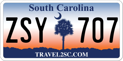 SC license plate ZSY707