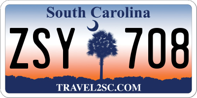SC license plate ZSY708