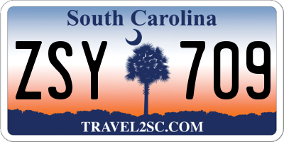 SC license plate ZSY709