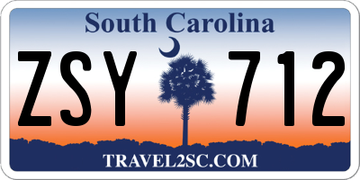 SC license plate ZSY712