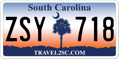 SC license plate ZSY718