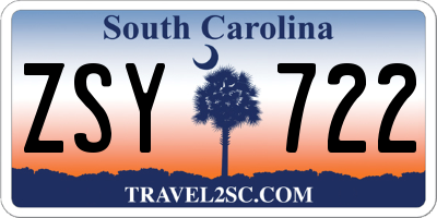 SC license plate ZSY722