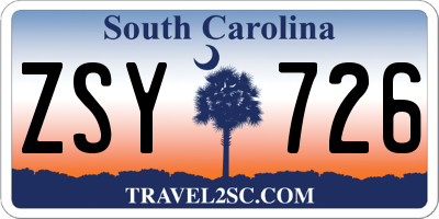 SC license plate ZSY726