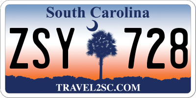 SC license plate ZSY728