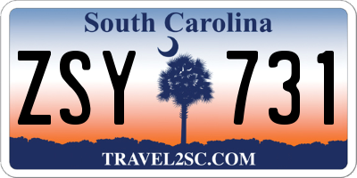 SC license plate ZSY731