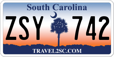 SC license plate ZSY742