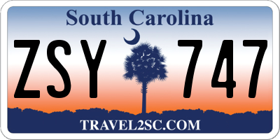 SC license plate ZSY747