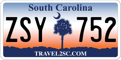 SC license plate ZSY752