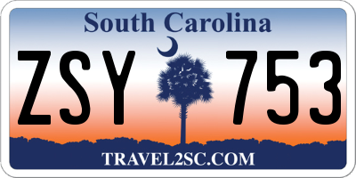 SC license plate ZSY753