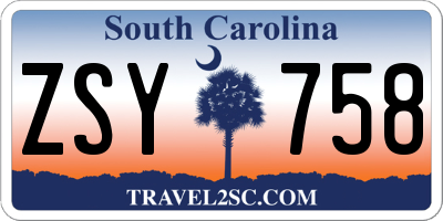 SC license plate ZSY758