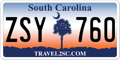 SC license plate ZSY760
