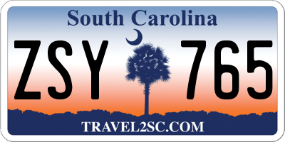 SC license plate ZSY765