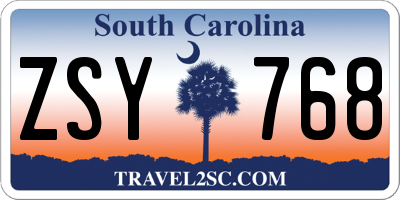 SC license plate ZSY768