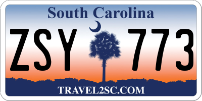 SC license plate ZSY773