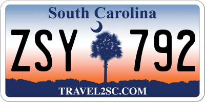 SC license plate ZSY792