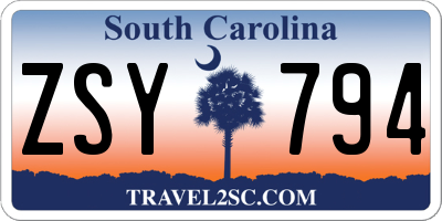 SC license plate ZSY794