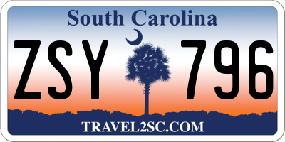 SC license plate ZSY796