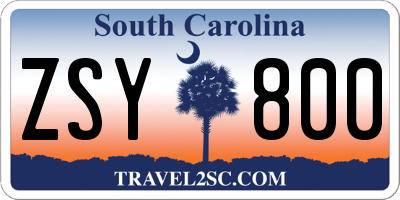 SC license plate ZSY800